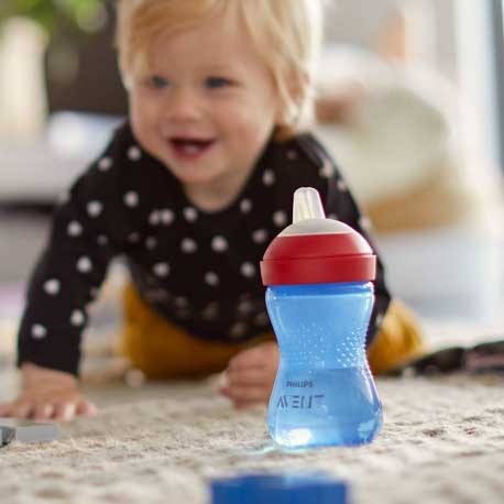 Philips Avent, Drinkbeker met bijtbestendige tuit, Blauw/rood , Leeftijd 9m+