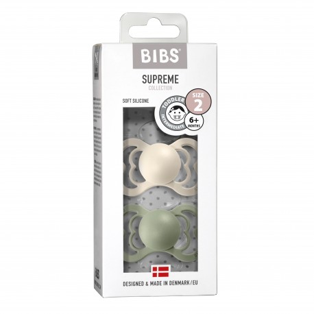 BIBS Supreme - 2 stuks,  Maat 2 (6+ m), Symmetrisch - Silicone