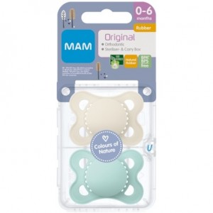 MAM Original 2 pak, Maat 1 (0-6 maanden), Symmetrisch - Latex