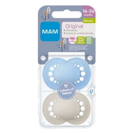 MAM Original 2 pak, Maat 3 (16-36 maanden), Symmetrisch - Silicone