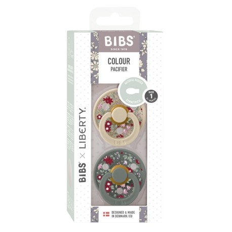 BIBS X LIBERTY, Pack de 2 Colour, Taille 1 (0-6 mois), Anatomique - Latex