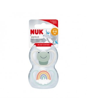 NUK Space,  Maat 1 (0-6m), Anatomisch - Silicone, 2-pack