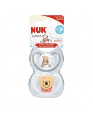 NUK Space Disney, Maat 2 (6-18 m), Anatomisch - Silicone, 2-pack