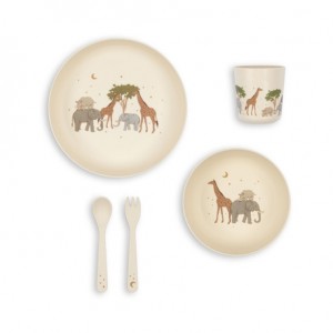 Konges sløjd, Set bol et cuillère silicone, Safari