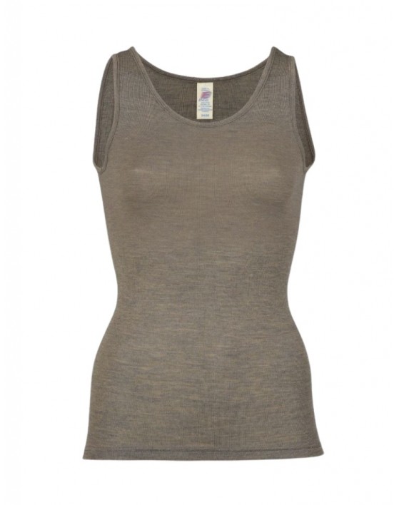 Top pour femme en laine/soie, Walnut