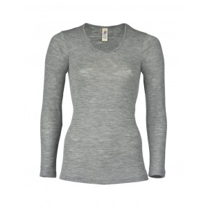 Dames shirt van merinoswol, Light grey mélange