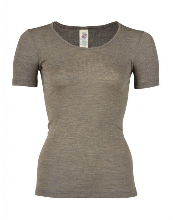 Dames t-shirt van merinowol, Walnut