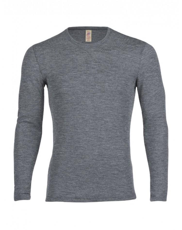 T-shirt à manches longues pour homme en laine mérinos, Slate