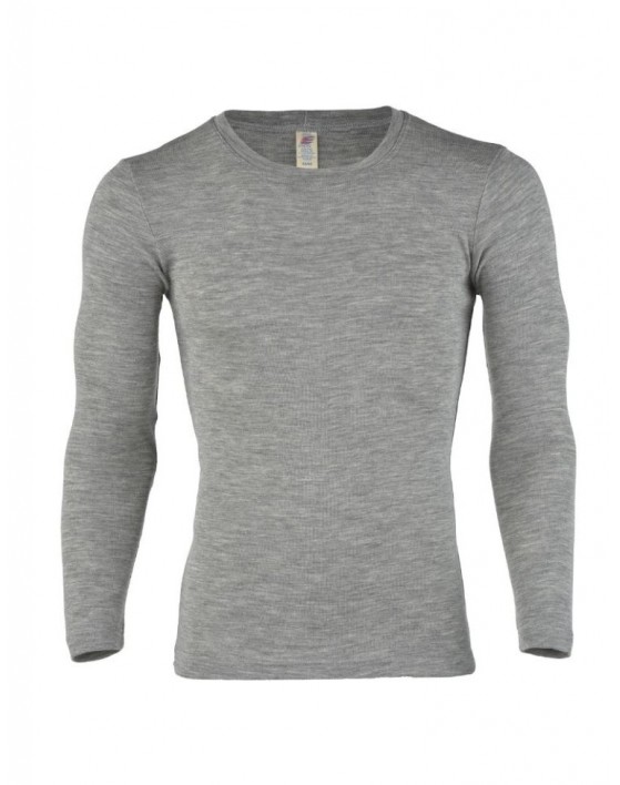 Shirt voor heren van merinoswol, Light grey melange