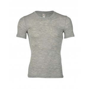 T-shirt voor heren van merinoswol, Light grey melange