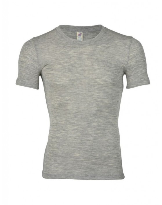 T-shirt voor heren van merinoswol, Light grey melange