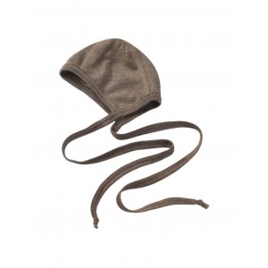 Bonnet bébé en laine un cordon en laine de soie mélange, Walnut