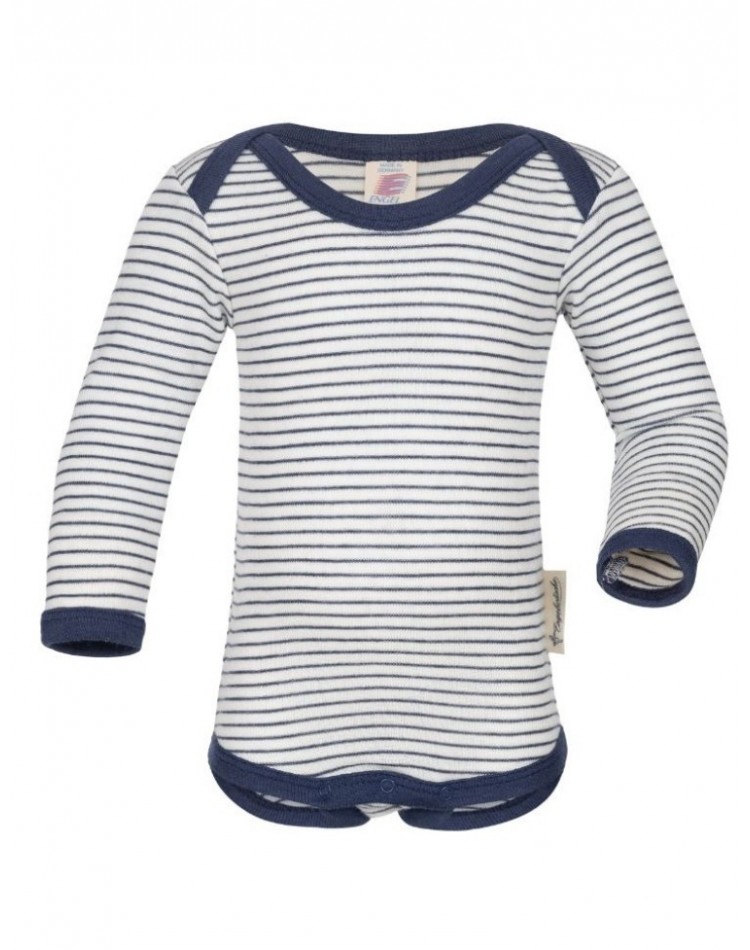 Body en laine mérinos, Nature/navy-blue