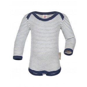 Body en laine mérinos, Nature/navy-blue