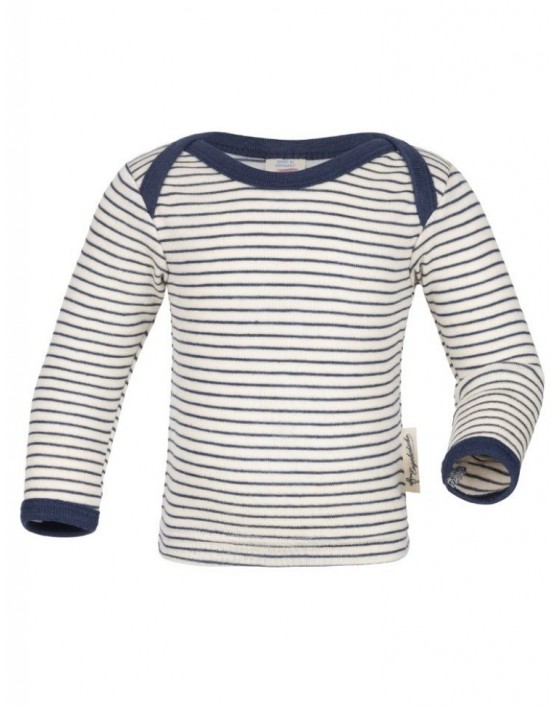 Shirt van wol/zijde, Nature/navy-blue