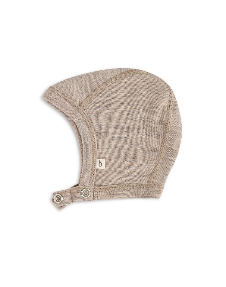 Bonnet bébé avec boutons pression en 100% laine mérinos biologique,  Qualité fine - 1 couche de tissu, OEKO-TEX®