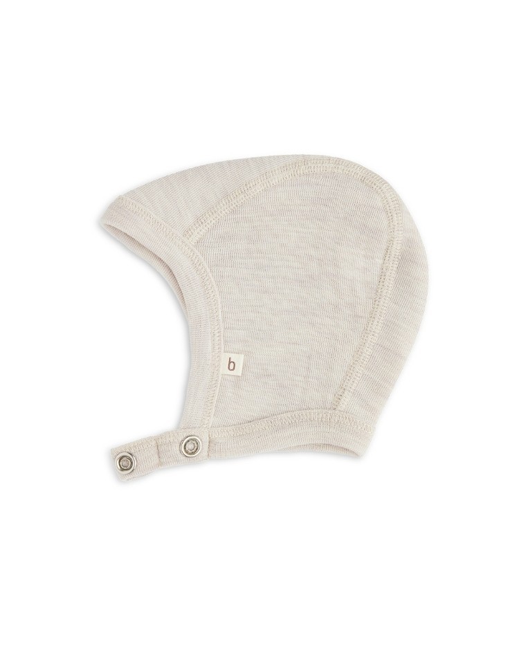 Babyhelm met drukknopen van 100% biologische merinowol,  Dunne kwaliteit - 1 laag stof, OEKO-TEX®