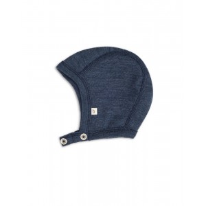 Bonnet bébé avec boutons pression en 100% laine mérinos biologique,  Qualité fine - 1 couche de tissu