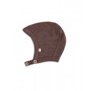 Baby helmet with push buttons in 100% organic wool,  Thin quality - 1 layer of fabric