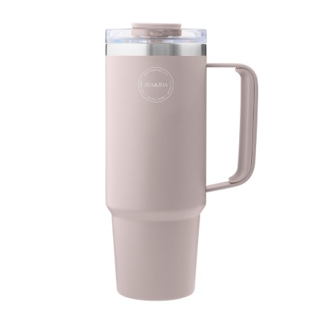 AYA&IDA, Tasse thermo avec paille, Tasse à emporter, 885 ml, Cream Beige