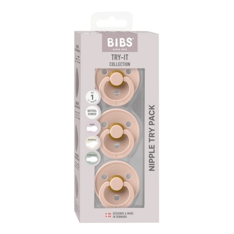 BIBS Try-It Colour - 3 Pack, Maat 1 (0-6 maanden.)