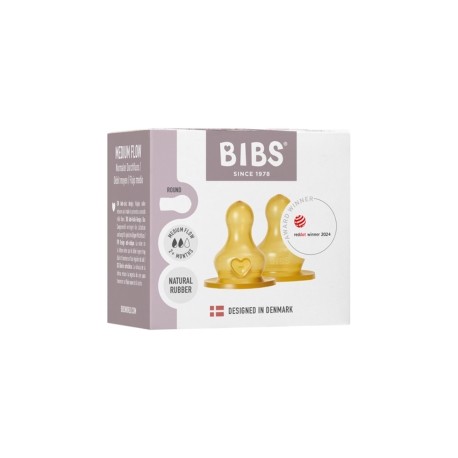 BIBS,  Speen voor fles, 2-pak, Latex, Medium doorstroming