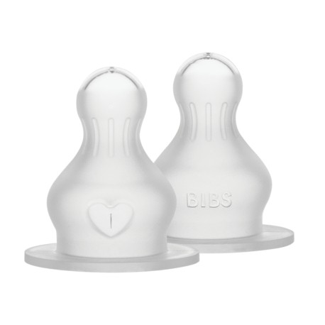 BIBS, Tétine de biberon, Lot de 2, Silicone, Débit lent