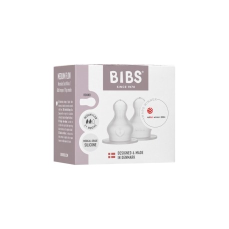 BIBS,  Tétine de biberon, Lot de 2, Silicone, Débit moyen