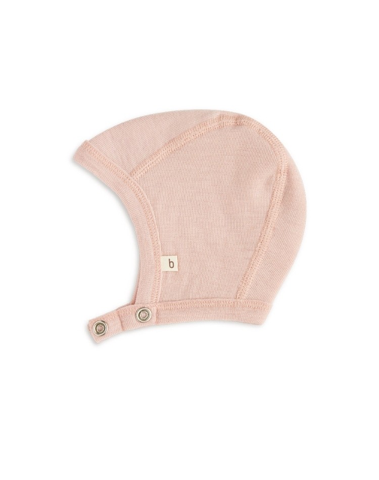 Bonnet bébé avec boutons pression en 100% laine mérinos biologique,  Qualité fine - 1 couche de tissu