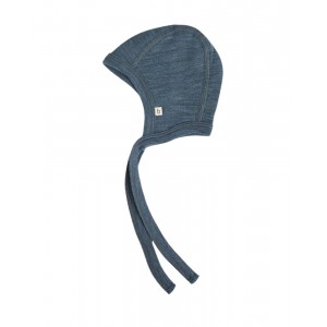 Baby helmet with string in 100% organic merino wool, Thin quality - 1 layer of fabric