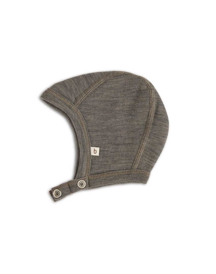 Bonnet bébé avec boutons pression en 100% laine mérinos biologique,  Epaisseur et qualité - 2 couches de tissu