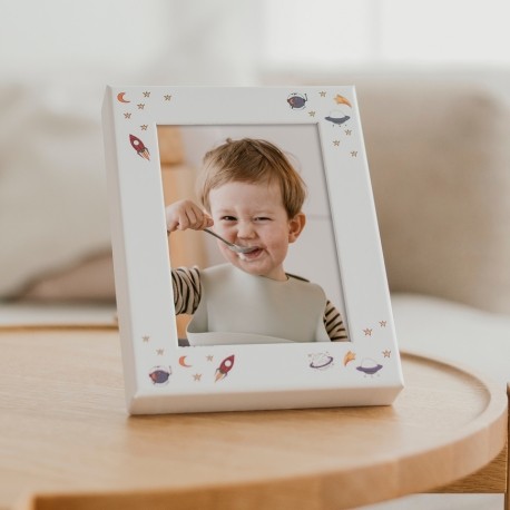 Kinderbestek met naam, Raket, Fotolijst inbegrepen