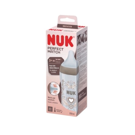 NUK Perfect Match, Flesje, Anti-Koliek, 3+m - 260 ml