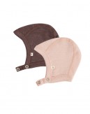 Bonnet bébé avec boutons pression en 100% laine mérinos biologique,  Epaisseur et qualité - 2 couches de tissu, Pack 2