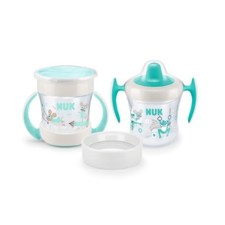 NUK  Mini Cups - Becher, 3-in-1-Trinkbecher, Hellgrün, Ab 6 Mon.