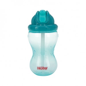 Nüby, Auslaufsichere Flasche mit Strohhalm, 12+ Monate, Aqua