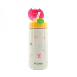 Nüby, Glitzer-Trinkflasche mit Strohhalm, 3 Jahre, Pink