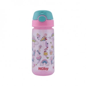 Nüby, Trinkflasche mit Strohhalm, 3 Jahre, Pink