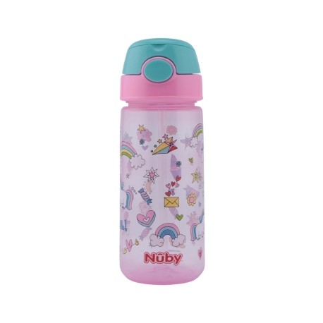 Nüby, Trinkflasche mit Strohhalm, 3 Jahre, Pink