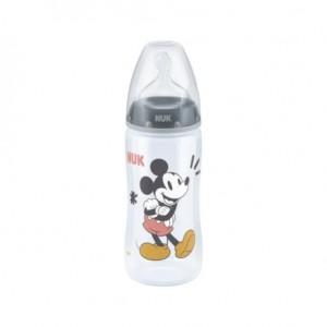 NUK First Choice, Babyflasche, 300 ml, Mickey Mouse Grey