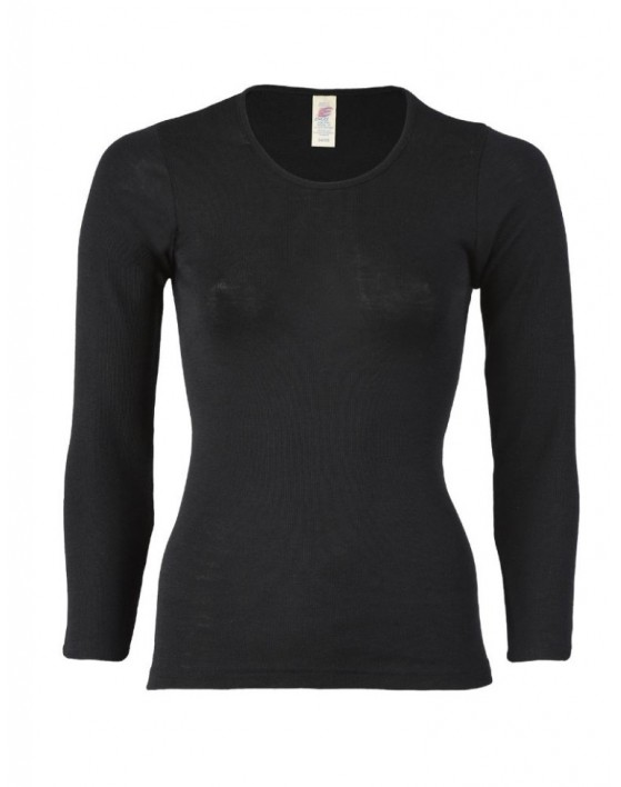 Damenshirt aus Merinowolle, Black