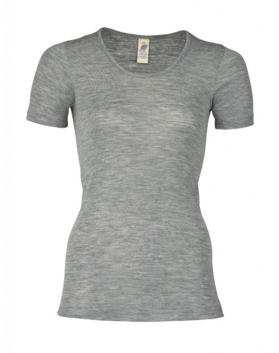 Damen T-Shirt aus Merinowolle, Light grey mélange