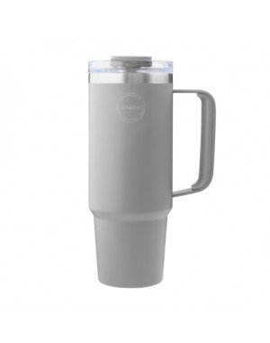 AYA&IDA, Thermobecher mit Strohhalm, To-go-Becher, 885 ml, Light Grey