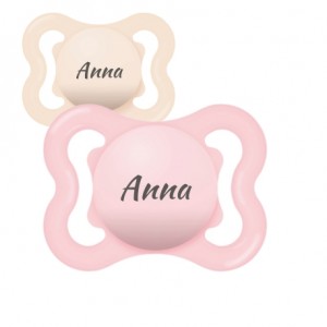 MAM Supreme,  Gr. 1 (0-6 Mon.), Symmetrisch - Silikon, Schnuller mit Namen