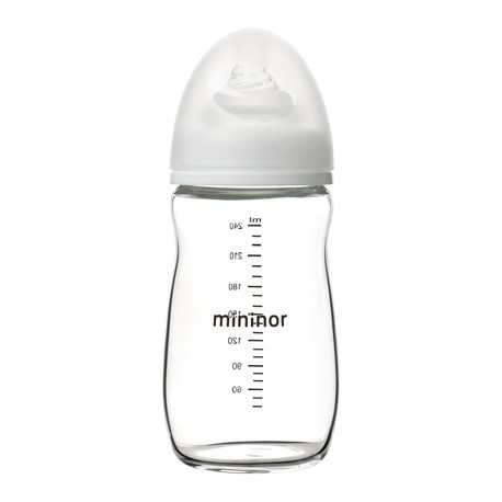Mininor sutteflaske i glas 240ml - 0m+