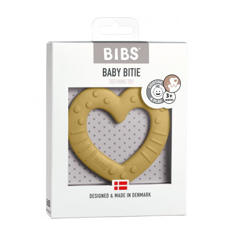Bibs Baby Bitie,  Bidering, Heart,Mustard