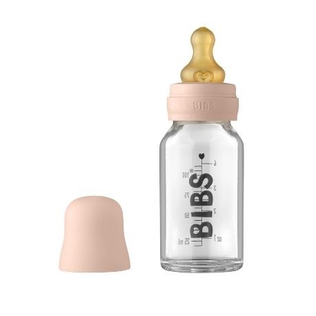 BIBS Baby Glass Bottle, Sutteflaske - Komplet sæt, 110 ml.