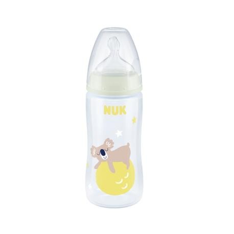 NUK  First Choice Night, Sutteflaske, Transparent/gul, 0-6 mdr.