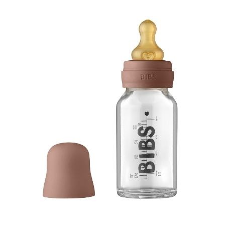 BIBS Baby Glass Bottle, Sutteflaske - Komplet sæt, 110 ml.