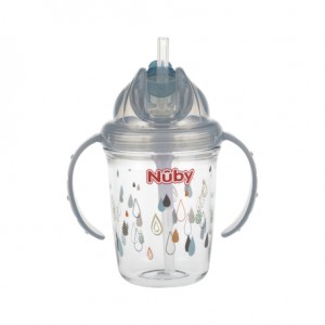 Nüby, Flip-it kop med sugerør, 12+ mdr., Grey